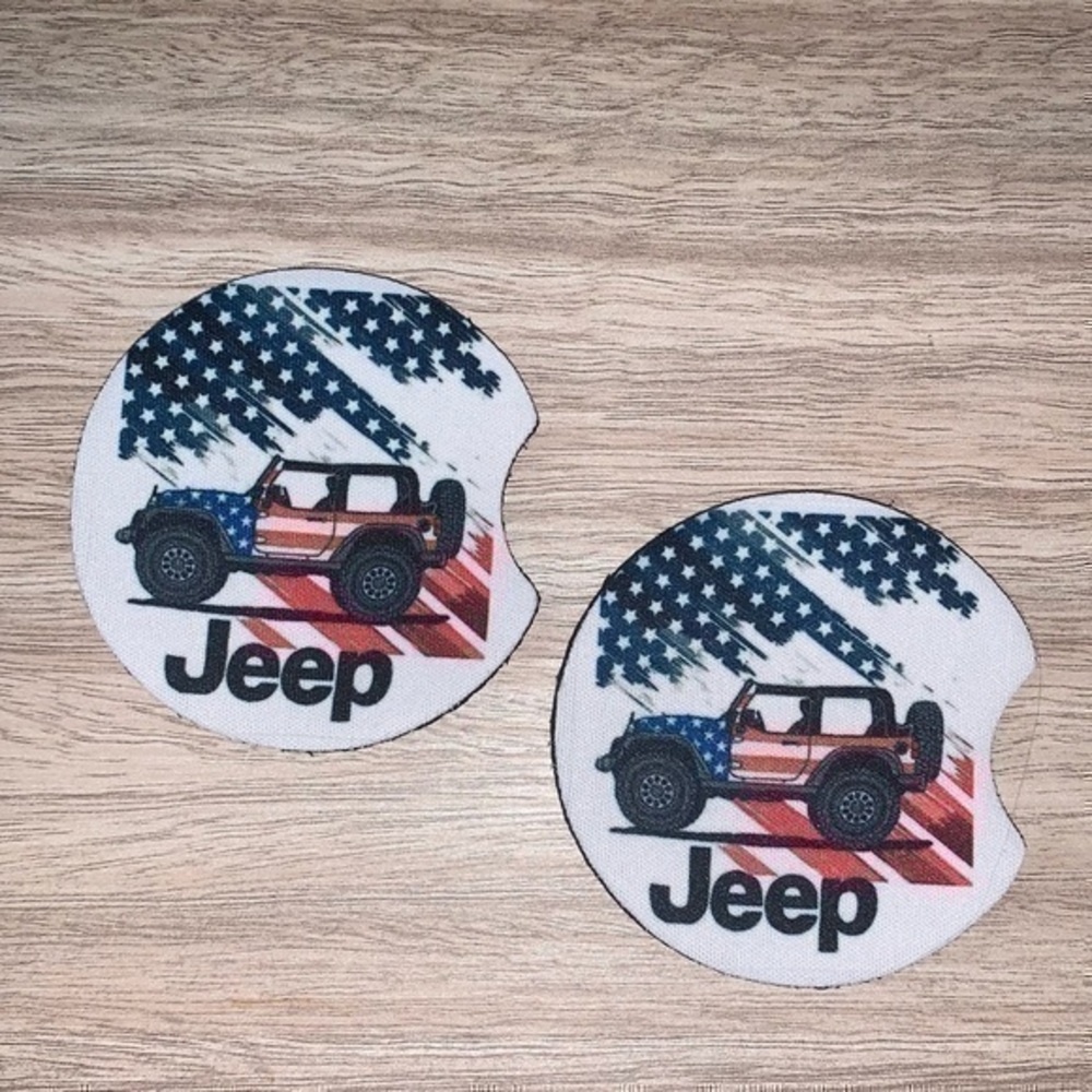 American flag Jeep car coasters 2pack new